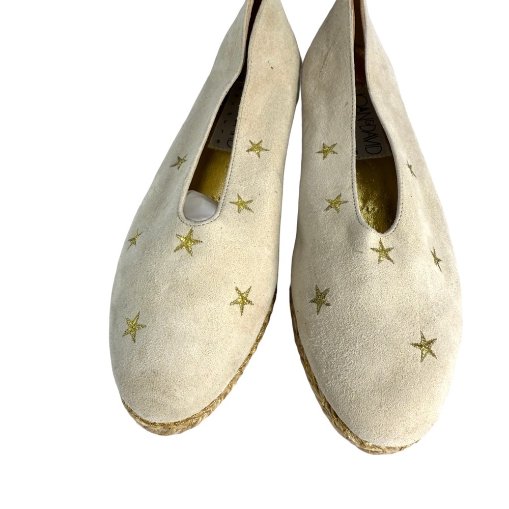Joan & David Suede Cream Espadrilles with Gold Stars